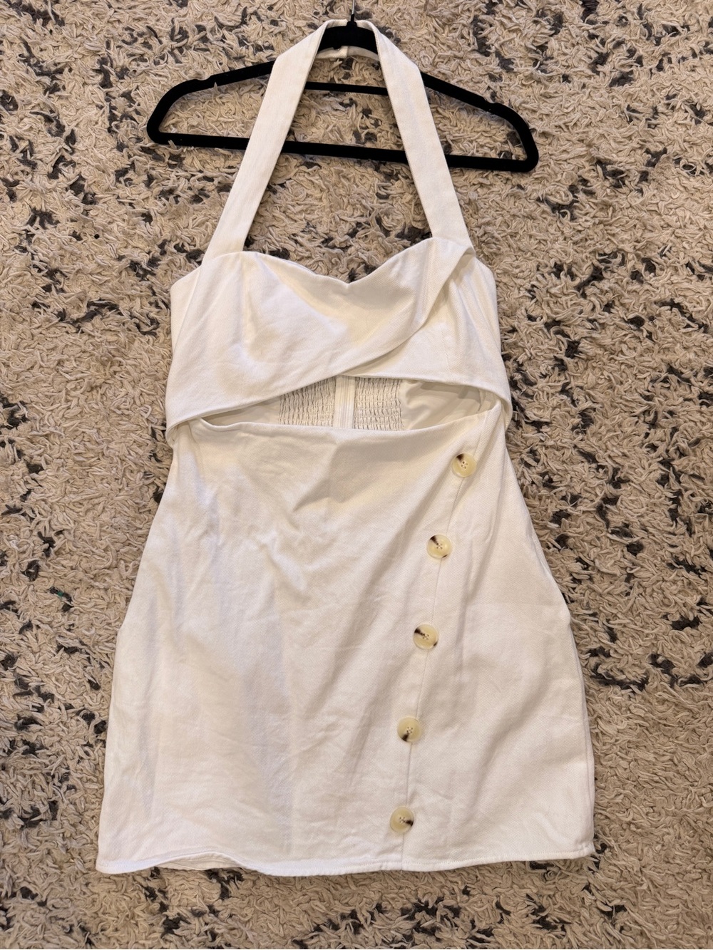Mare Mare x Anthropologie White Halter Button-Accent Mini Dress